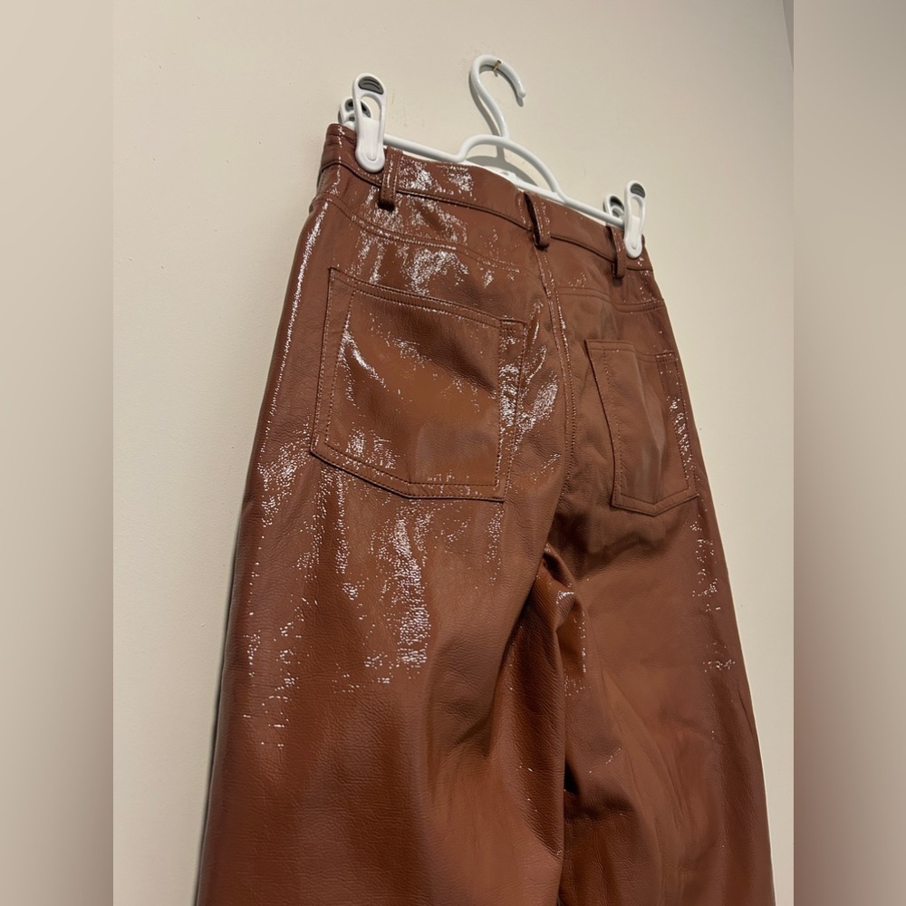 MESHKI OAKLEIGH STRAIGHT LEG PATENT PANTS SIZE XS in Wine 🍷 colour - Picture 9 of 11